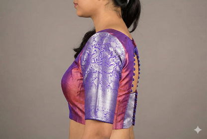 Purple & Maroon Pattu Blouse | Purple Pattu Blouse