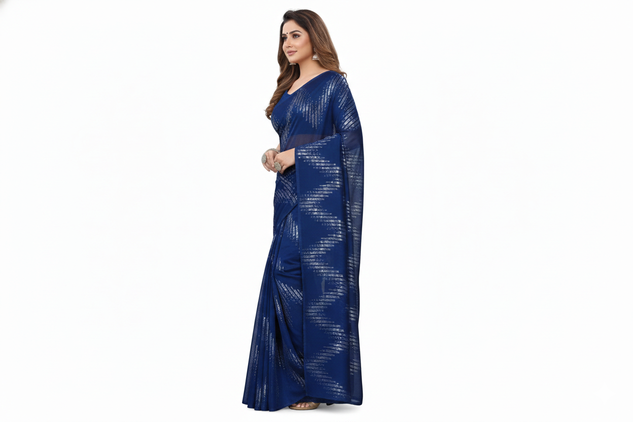 Georgette Sequin Saree – Lightweight Glamour, Timeless Shine