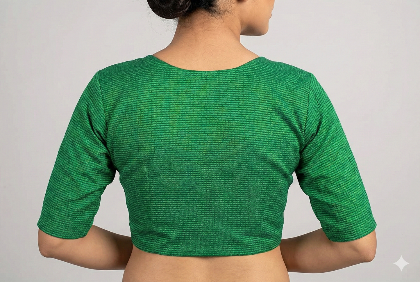 Green Solid Front Round Neck Blouse | Green Blouse