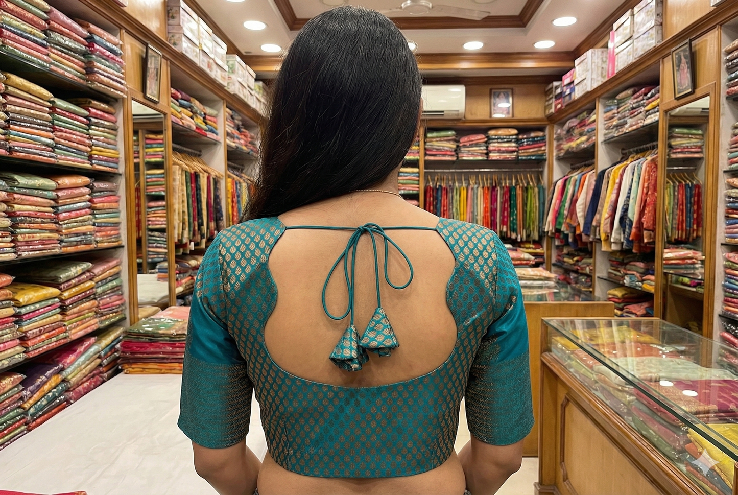 Green Pattu ready made Blouse | Green