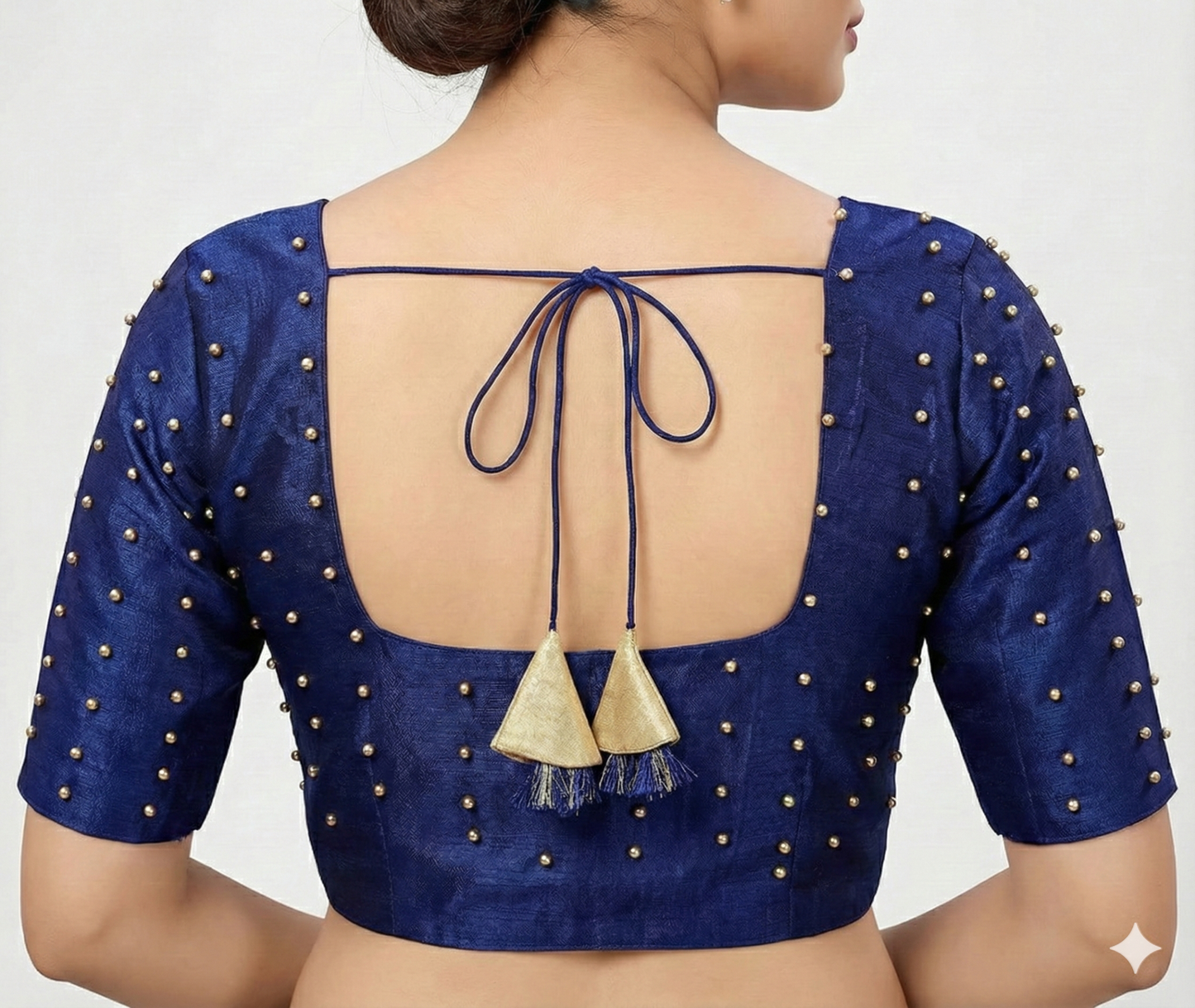 Navy Blue Maggam Work Blouse – Elegant Craftsmanship in Deep Hues | S3 Fashions |  S3MB4