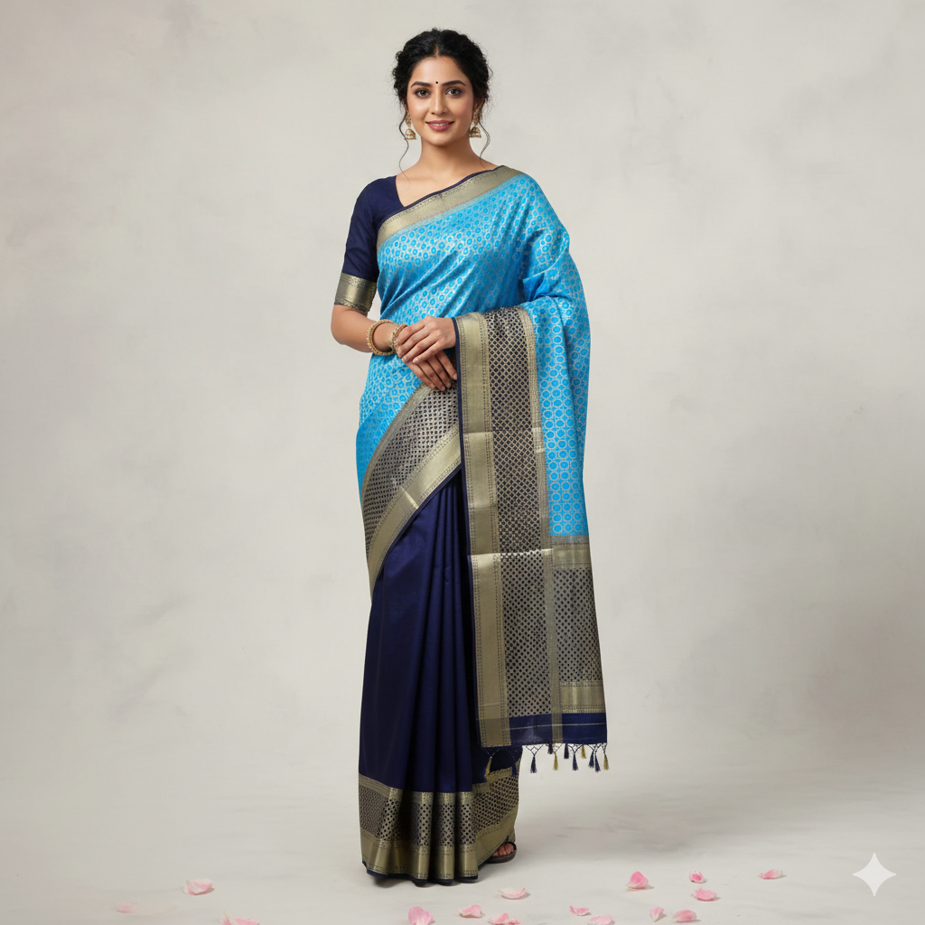 Best Product Titles for Blue & Gold Fancy Saree