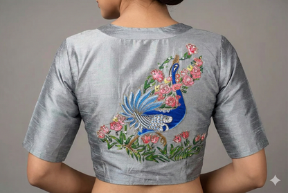 Peacock Hand Painted & Maggam Designer Blouse | S3B1210