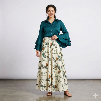 Rayon Digital Printed Croptop & Skirt | Digital Printed