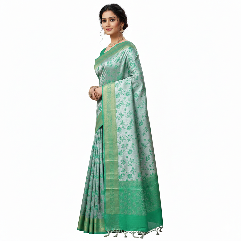 Block Blue and Gold Color Fancy Saree | Saree 1