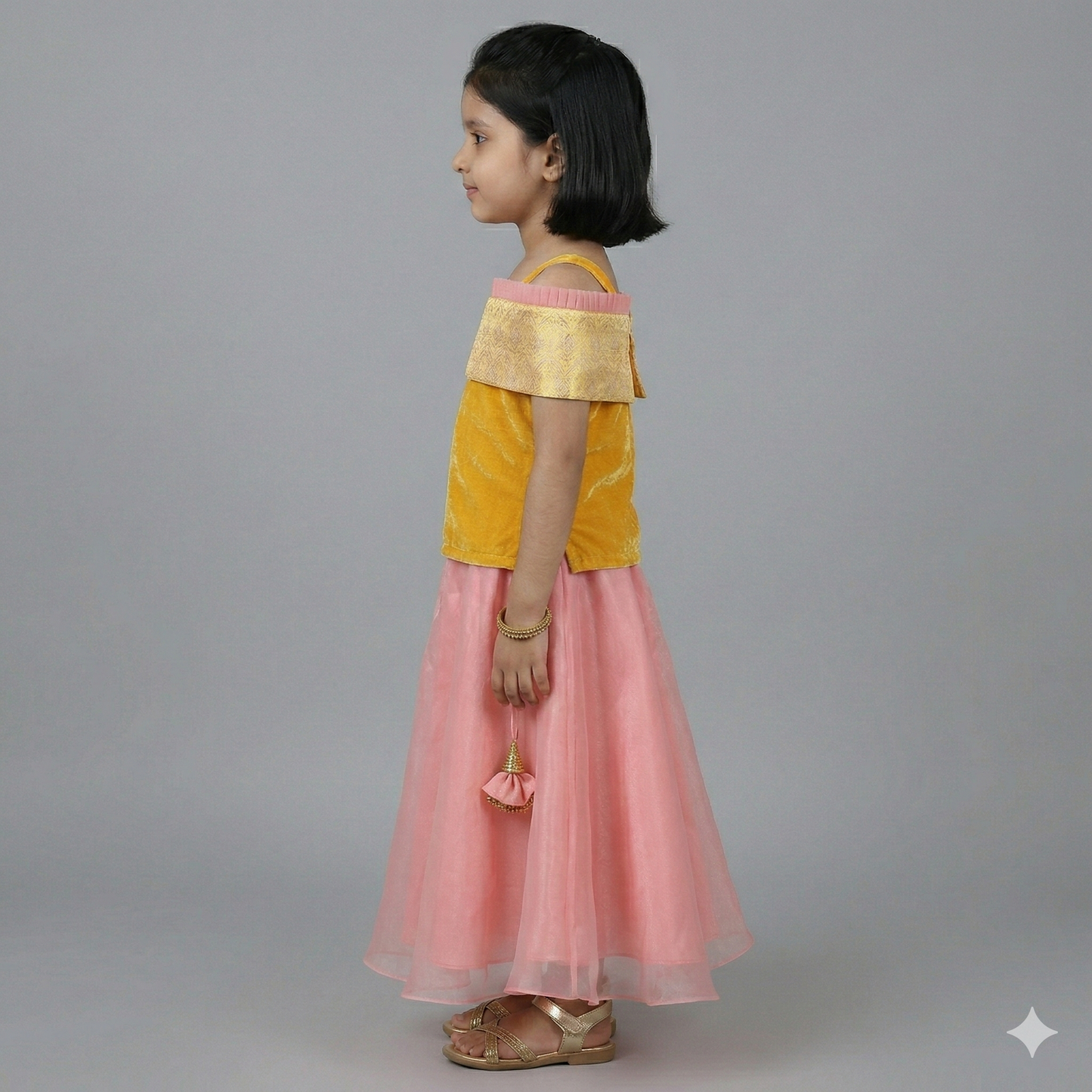 Yellow&Pink Organza Baby Girl Dress | S3BGWD4