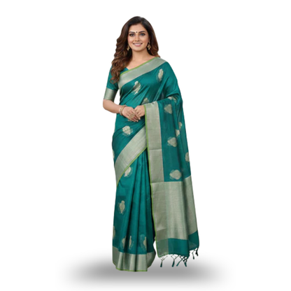 Teal Green Banarasi Silk Saree