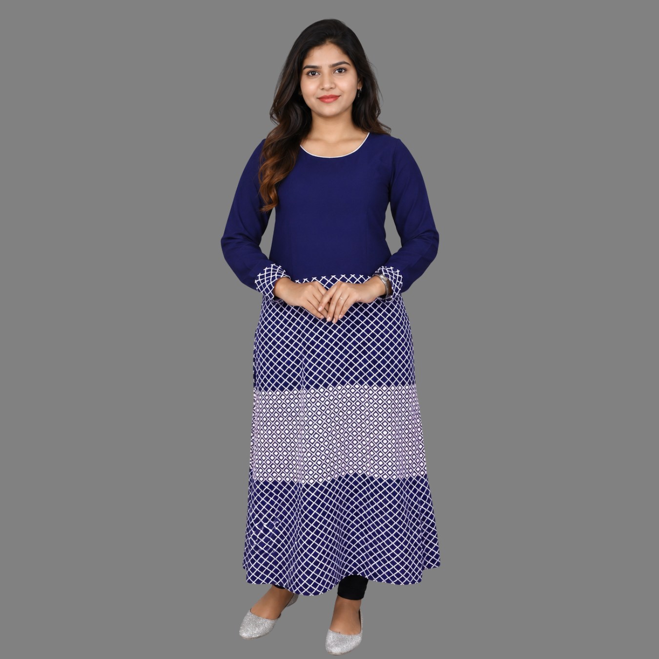 Blue Thread Work Kurti