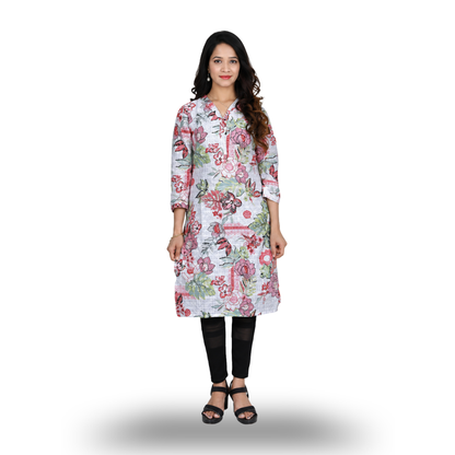 Women’s White Floral Kurti
