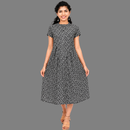 Floral print Flared/A-line Green Gown | S3W142