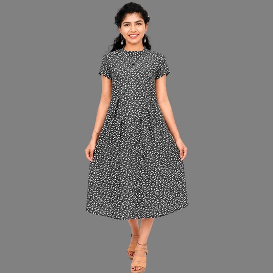 Floral print Flared/A-line Green Gown | S3W142