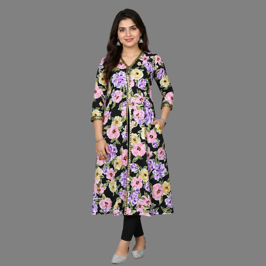 Stylish Black Floral Kurti