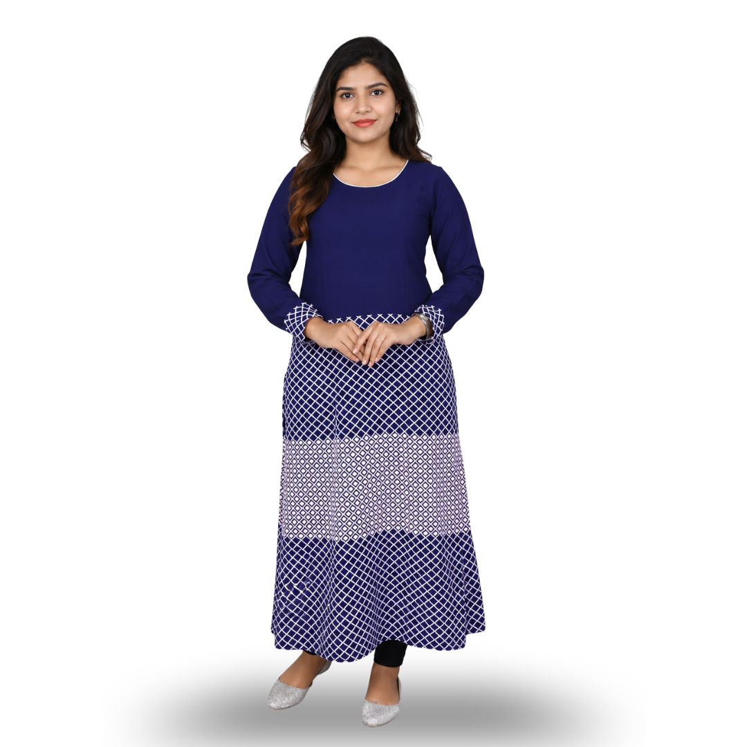 Blue Thread Work Kurti