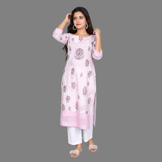 Pink Thread Work Kurti
