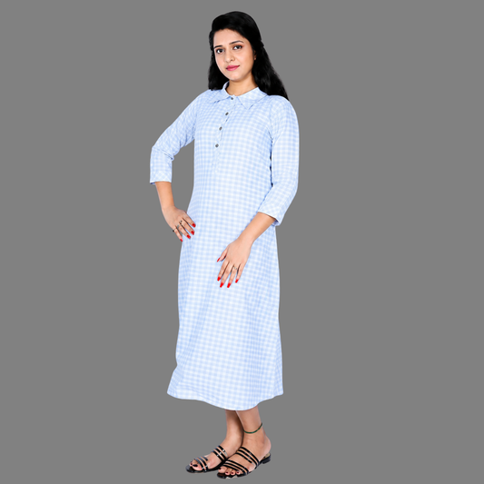 Women Checkered A-line Kurta | S3K043