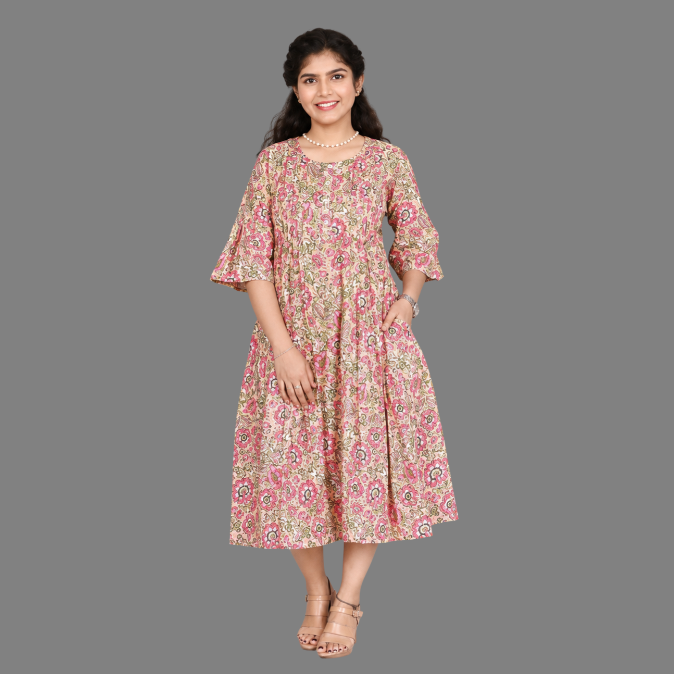 Women's Floral Print A-line Kurta | Fresh & Feminine Ethnic Wear| S3K838