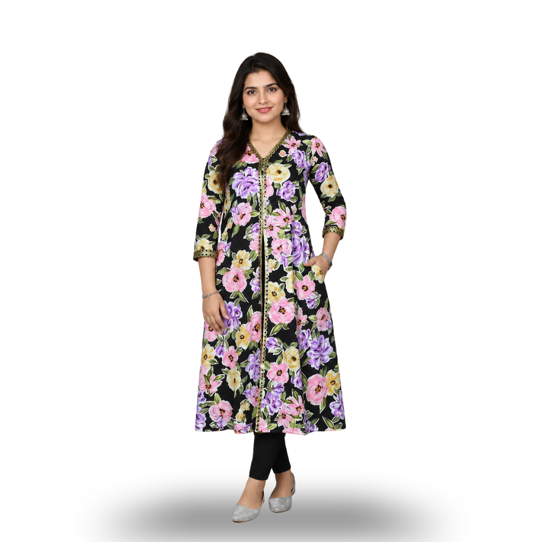Stylish Black Floral Kurti