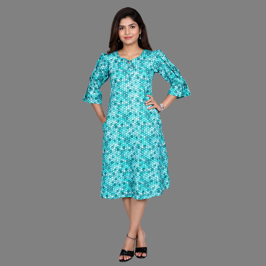 Blue Polka Dot One Piece Dress – Cute & Casual Women's Dress | S3K903