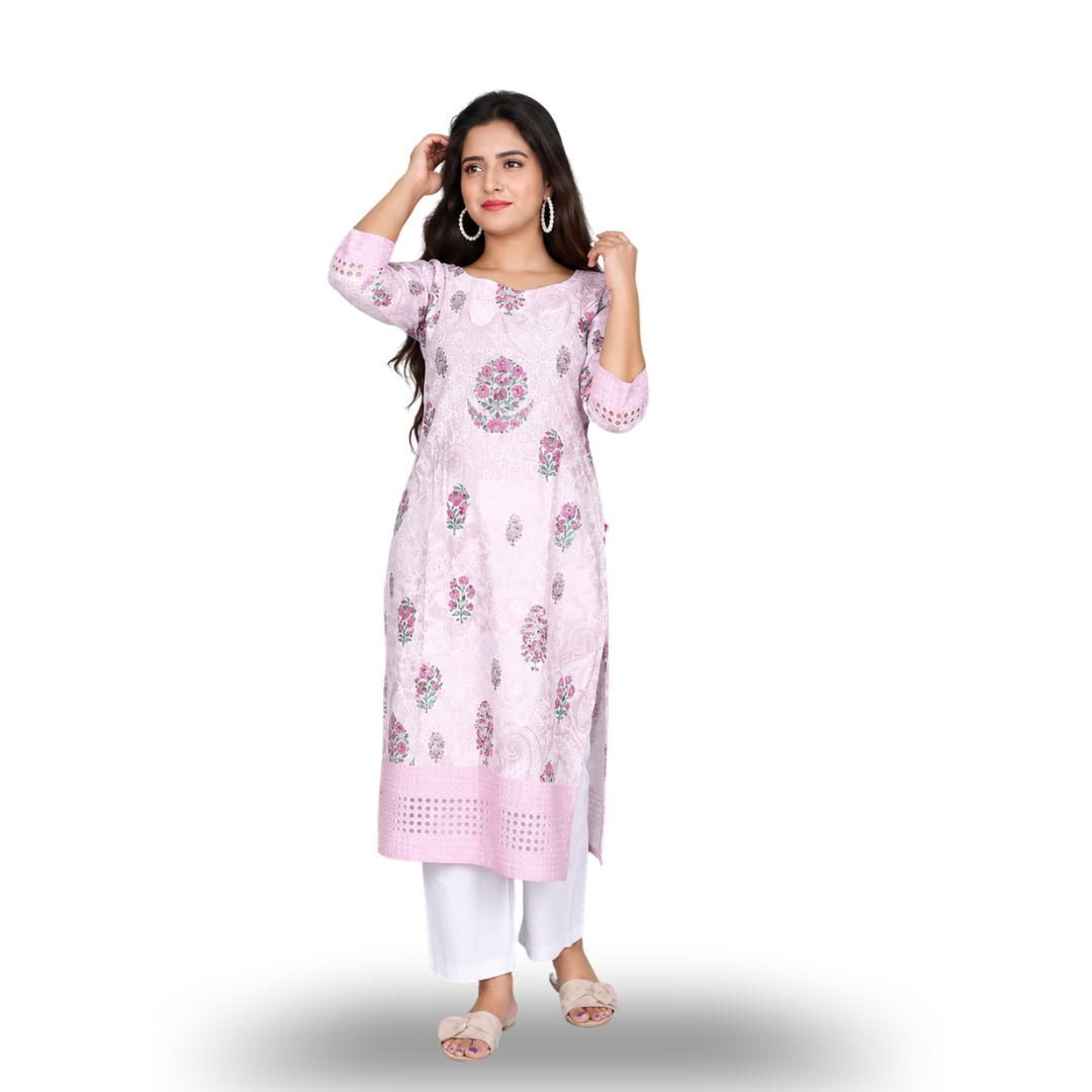 Pink Thread Work Kurti