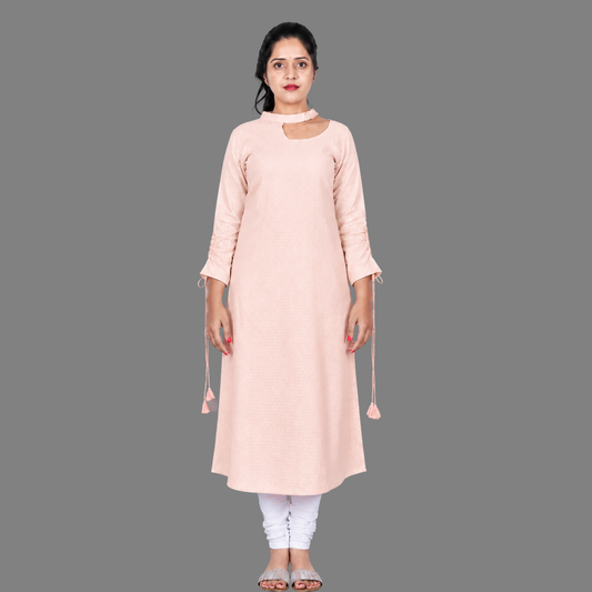 Women Printed A-line Kurta (Baby pink)|S3K131