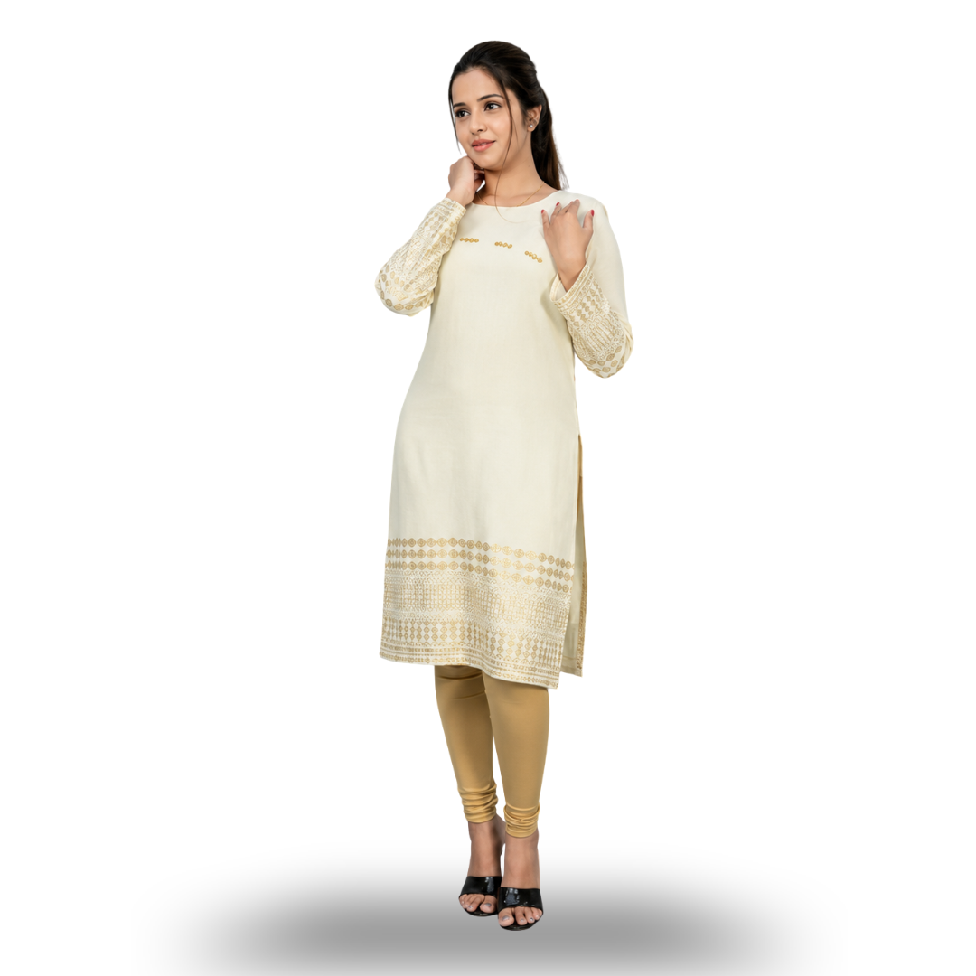 Women's Self Design Straight Kurta | Elegant & Minimal Ethnic Wear | S3K538
