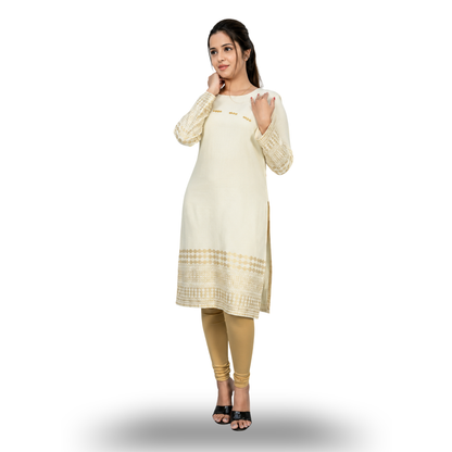 Women's Self Design Straight Kurta | Elegant & Minimal Ethnic Wear | S3K538