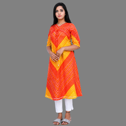 Women Bandhani Print A-line Kurta-S3K548