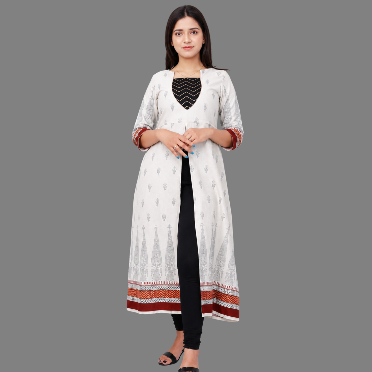 Women Printed Frontslit Kurta | S3X156