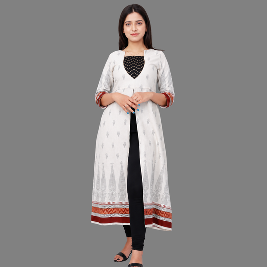 Women Printed Frontslit Kurta | S3X156