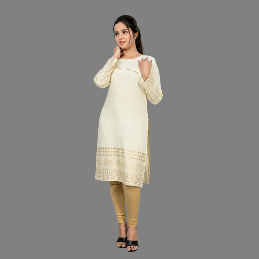 Women's Self Design Straight Kurta | Elegant & Minimal Ethnic Wear | S3K538
