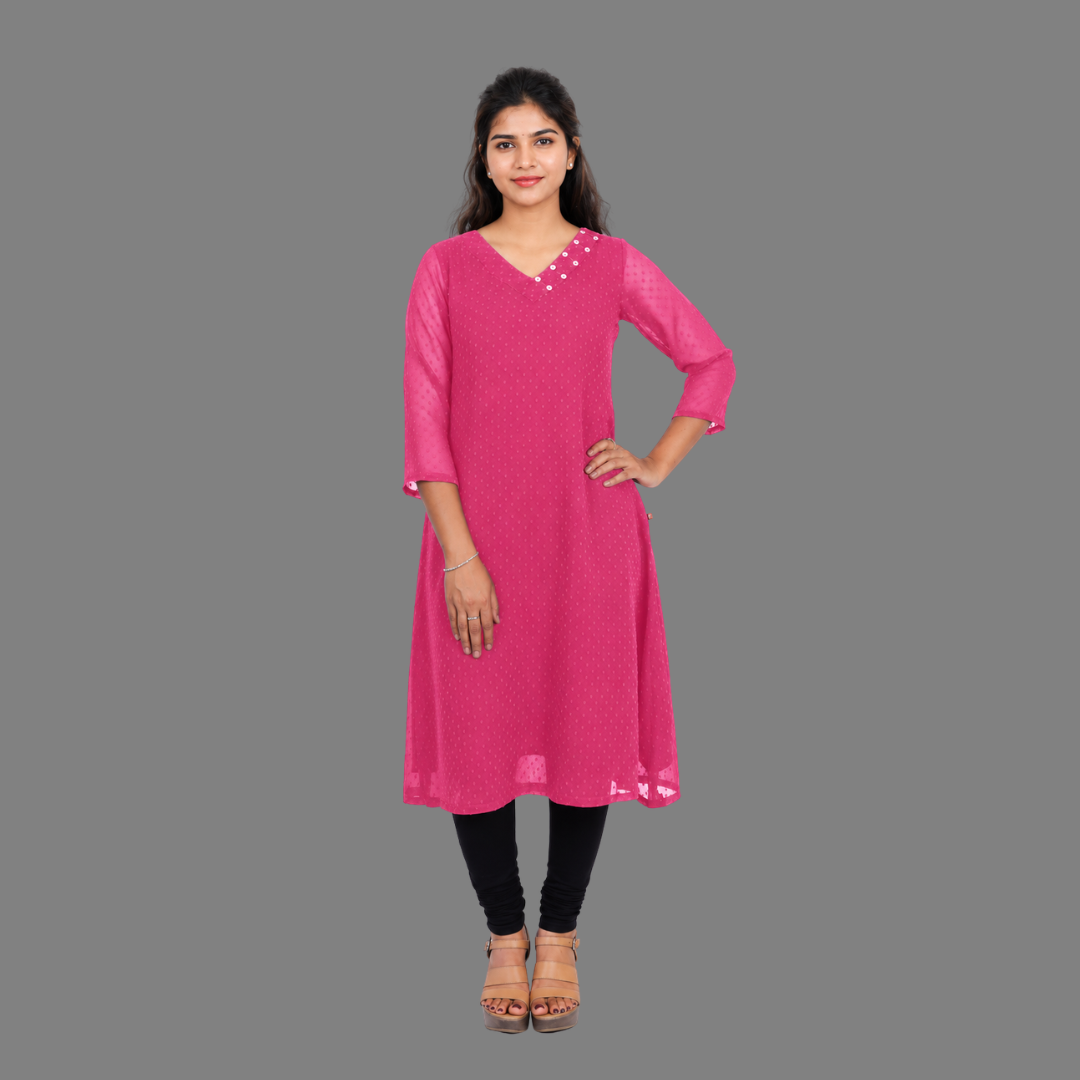 Textured Georgette A-Line Kurti