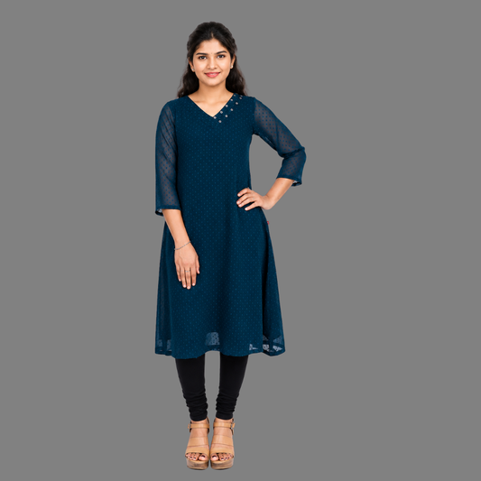 Textured Georgette A-Line Kurti