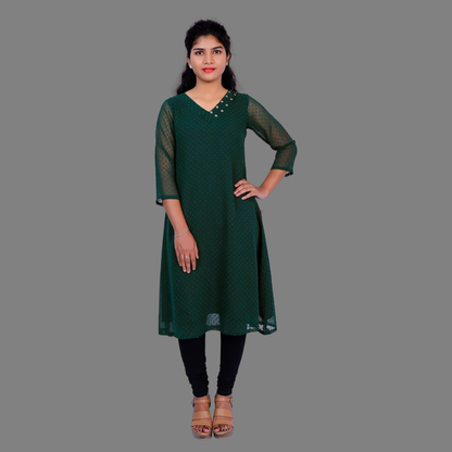 Textured Georgette A-line Kurti | S3K416A