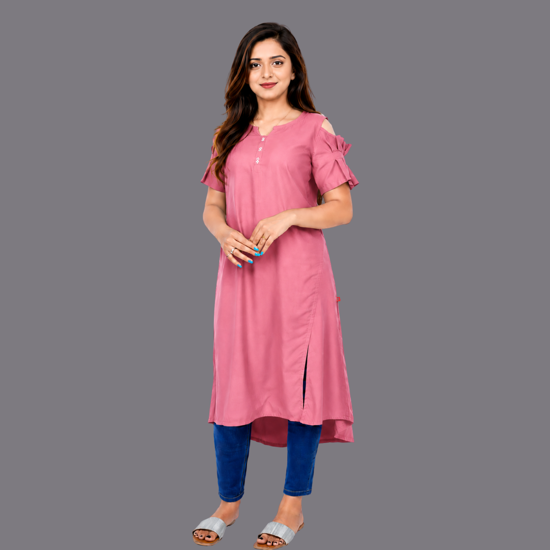 Women’s Self Design High-Low Kurta – Contemporary Ethnic Elegance | S3K276