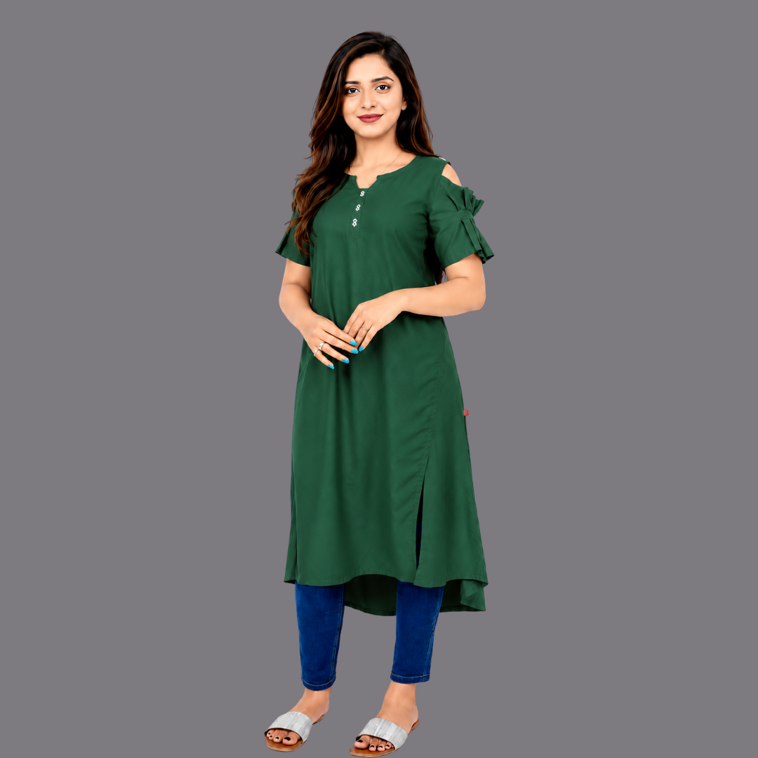 Women’s Self Design High-Low Kurta – Contemporary Ethnic Elegance | S3K276