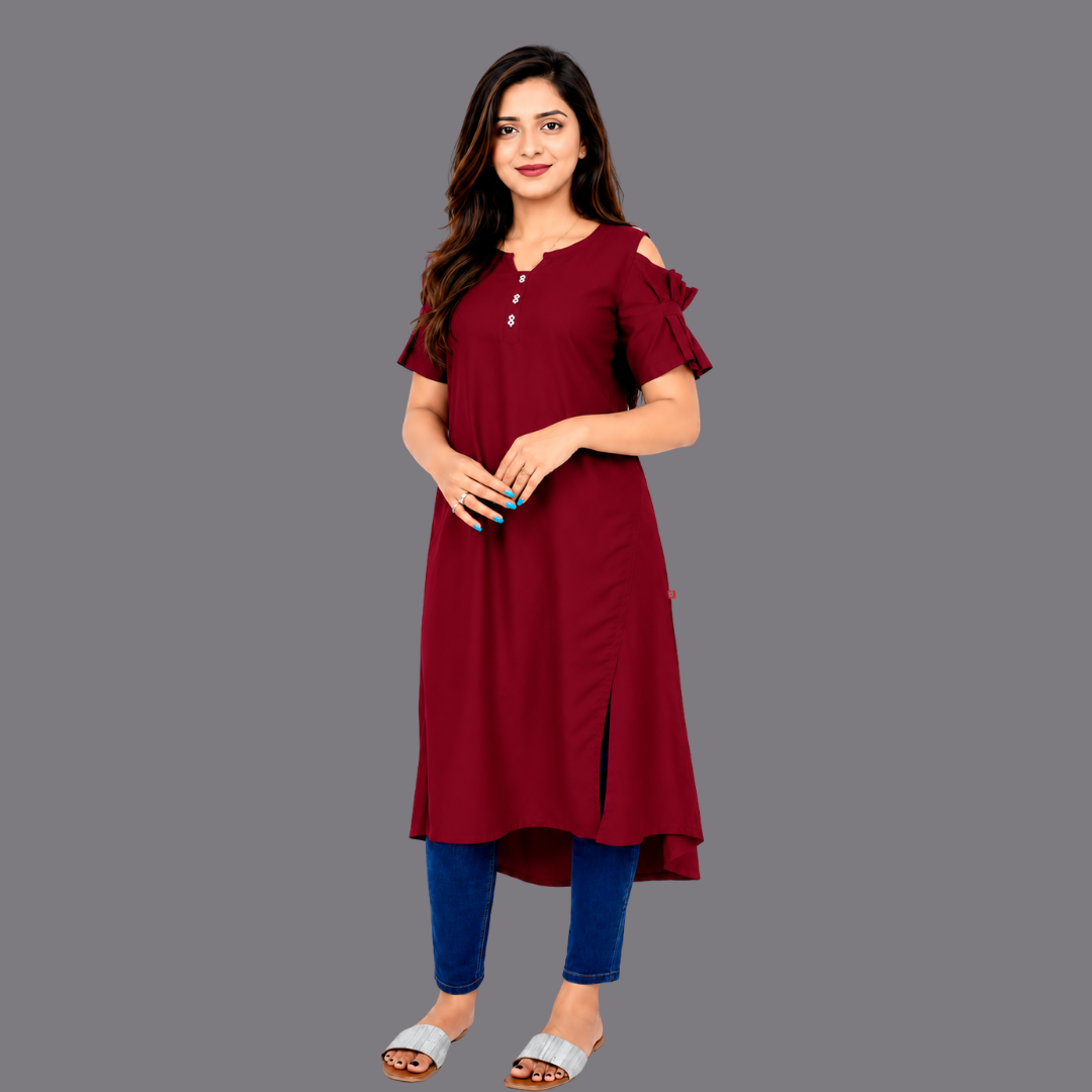 Women’s Self Design High-Low Kurta – Contemporary Ethnic Elegance | S3K276