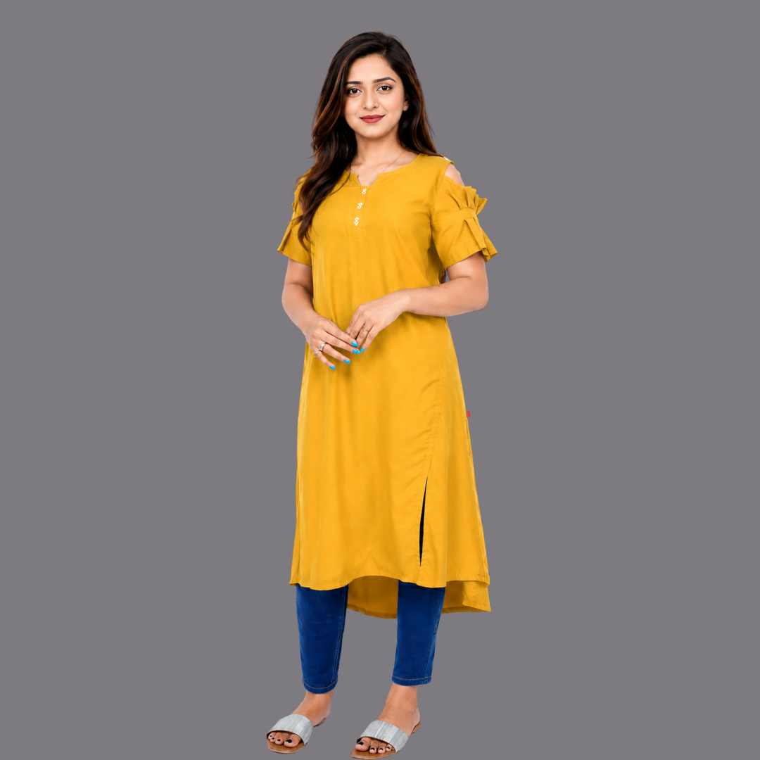 Women’s Self Design High-Low Kurta – Contemporary Ethnic Elegance | S3K276