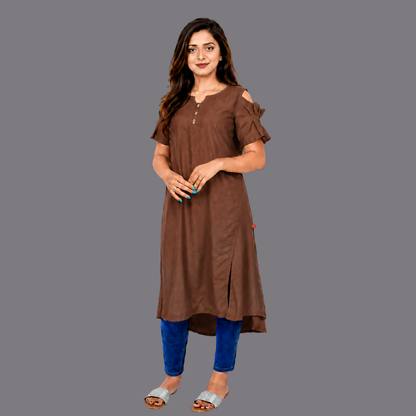 Women’s Self Design High-Low Kurta – Contemporary Ethnic Elegance | S3K276