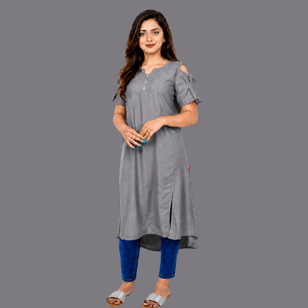 Women’s Self Design High-Low Kurta – Contemporary Ethnic Elegance | S3K276