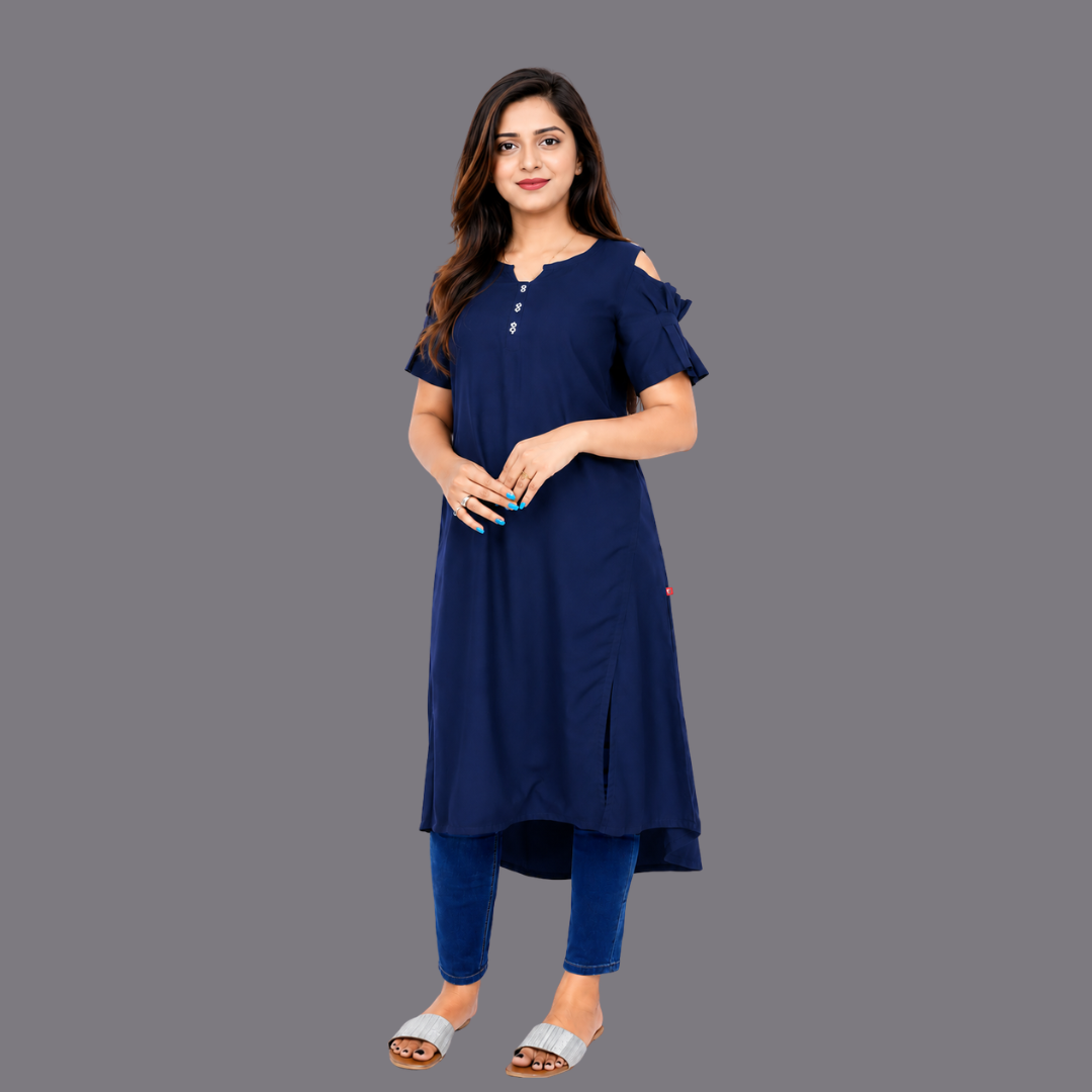 Women’s Self Design High-Low Kurta – Contemporary Ethnic Elegance | S3K276