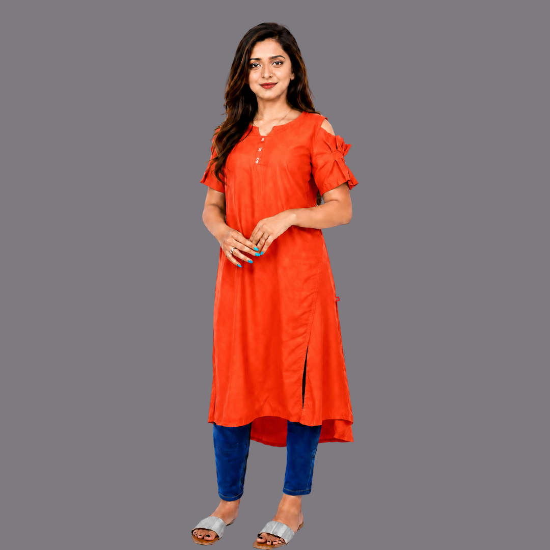 Women’s Self Design High-Low Kurta – Contemporary Ethnic Elegance | S3K276