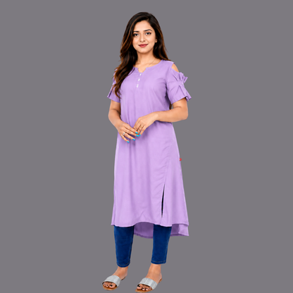 Women’s Self Design High-Low Kurta – Contemporary Ethnic Elegance | S3K276