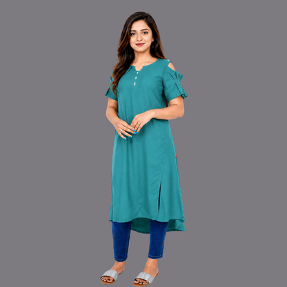 Women’s Self Design High-Low Kurta – Contemporary Ethnic Elegance | S3K276