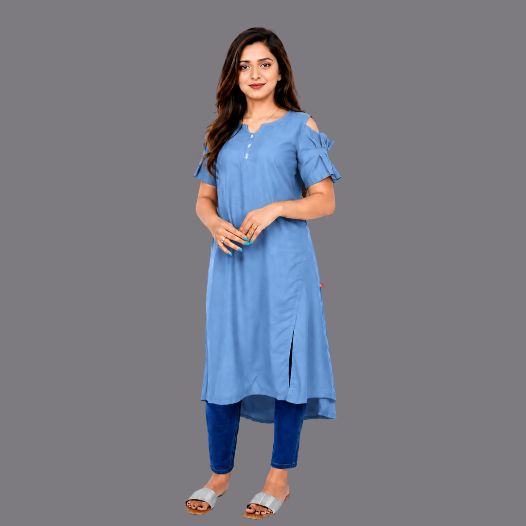 Women’s Self Design High-Low Kurta – Contemporary Ethnic Elegance | S3K276