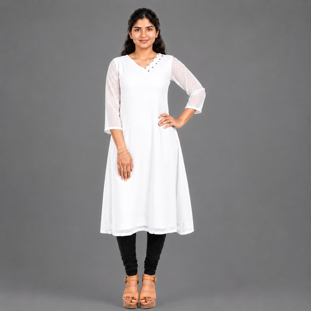 Textured Georgette A-line Kurti | S3K416A