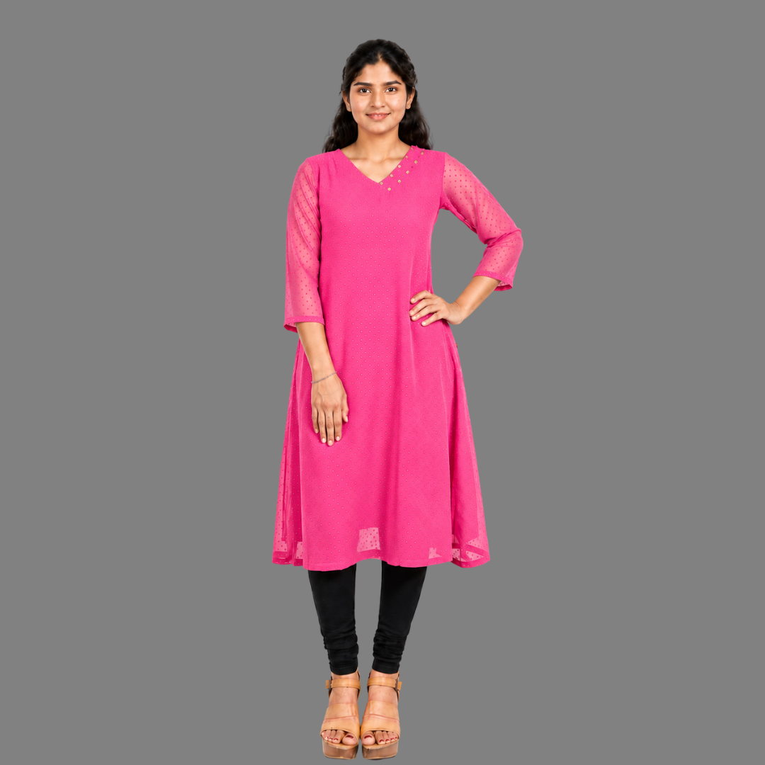 Textured Georgette A-line Kurti | S3K416A