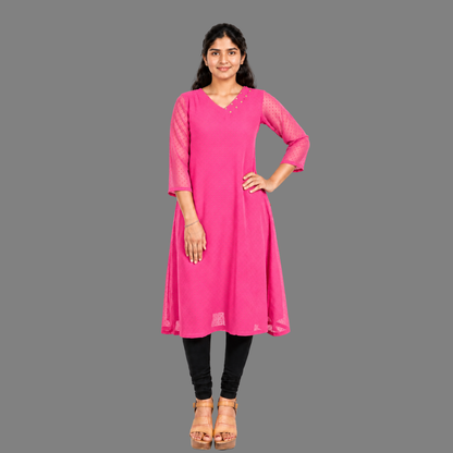 Textured Georgette A-line Kurti | S3K416A