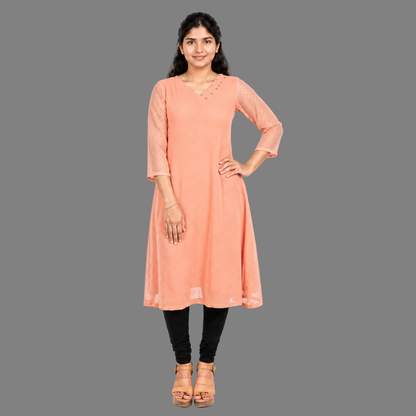 Textured Georgette A-line Kurti | S3K416A