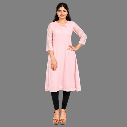 Textured Georgette A-line Kurti | S3K416A