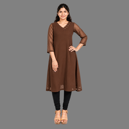 Textured Georgette A-line Kurti | S3K416A